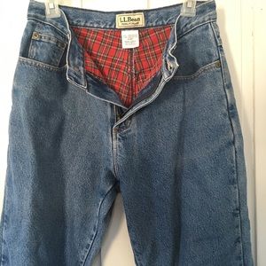 Vintage LL bean plaid flannel lined jeans